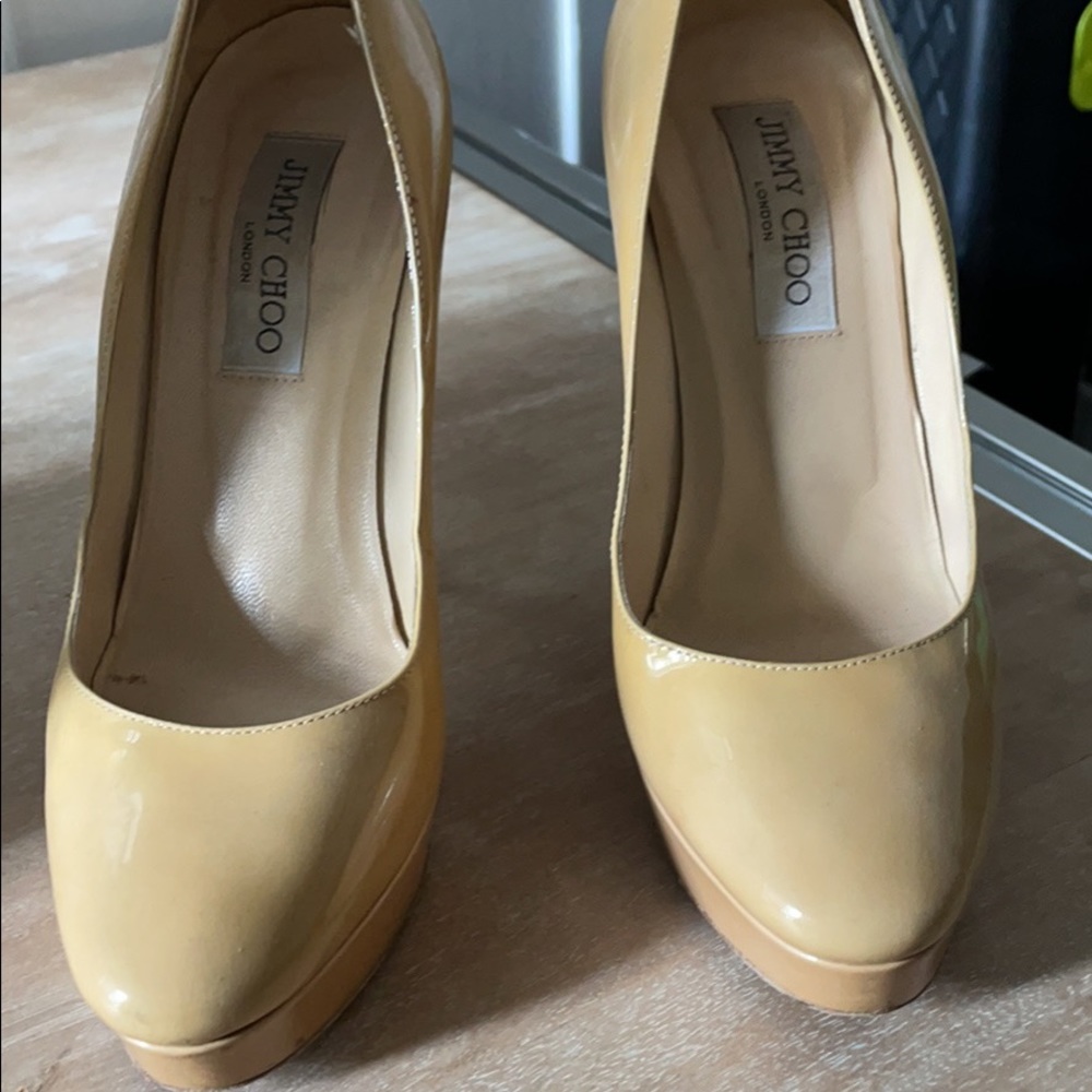 Jimmy Choo nude platform pumps